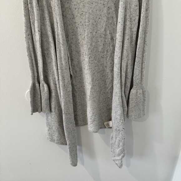 Anthropologie Moth Small Wool Cashmere Speckled Gray Cardigan Duster Bell Sleeve - Picture 3 of 6